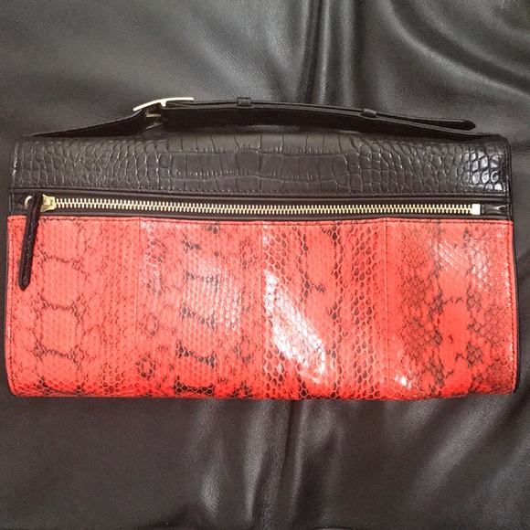 Dries Van Noten red and black snakeskin clutch - Picture 2 of 5
